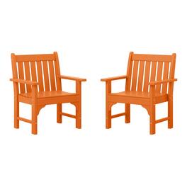 WestinTrends - Malibu Outdoor Patio HDPE Adirondack Dining Arm Chairs (Set of 2) - Orange