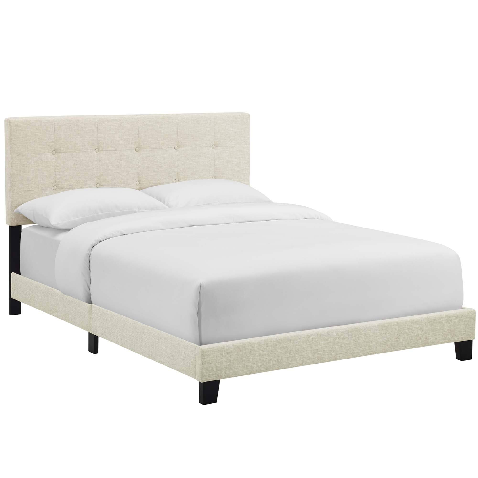 Angle. Modway - Camille Fabric Twin Platform Bed with Squared Tapered Legs - Gray.