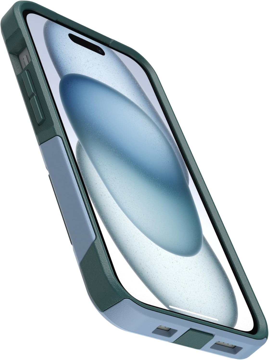Back. OtterBox - OtterBox - Commuter Series Hard Shell Case for Apple iPhone 16e, Apple iPhone 15, Apple iPhone 14, & Apple iPhone 13 - Twilight Bug (Blue & Green).