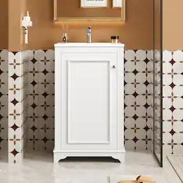Loheer - 20 inch bathroom vanity with sink, freestanding single vanity set, modern bathroom vanity - White