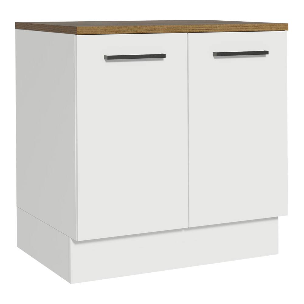 Madesa - Hazel Kitchen Base Storage Cabinet with 2 Doors and Shelves 31 Inch Wooden Organization Unit for Pantry - White