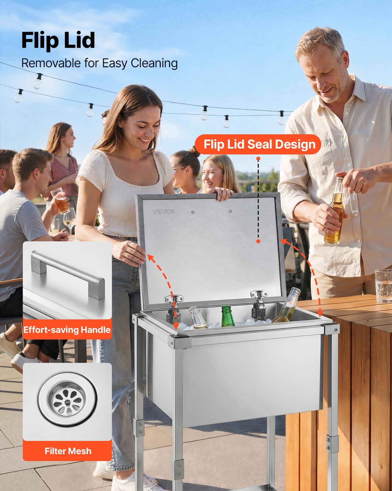 Flip Lid Removable for Easy Cleaning  
Flip Lid Seal Design  
Effort-saving Handle  
Filter Mesh