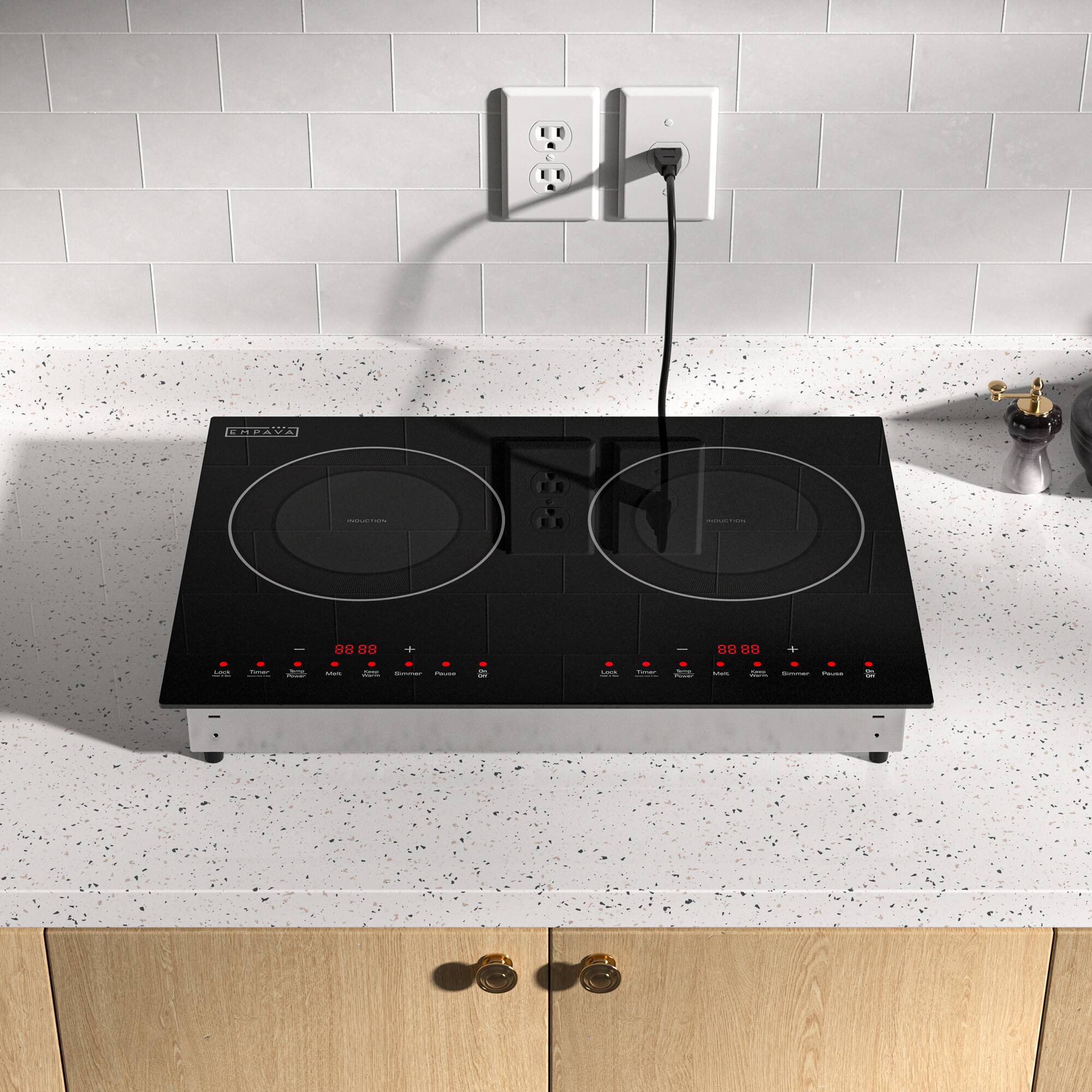 Left. Empava - 20.5 in. Portable Double Burners Induction Cooktop - Black.