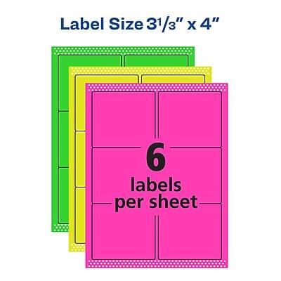 Label Size 31/3" x 4"  
6 labels per sheet