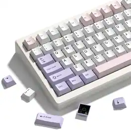 Womier - PBT Keycaps,Cherry Profile Double-Shot Keycap for 60% 65% 75% 100% TKL US Layout Mechanical Keyboard - Pink-purple