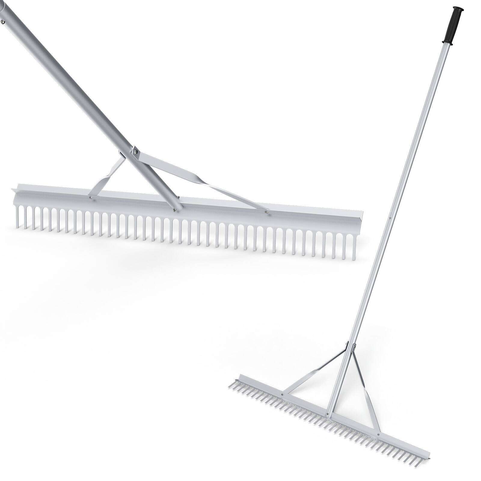 Alt View 1. Sugift - Aluminum Rake with 36 Inch Wide Rake Head and 68 Inch Long Handle - White.