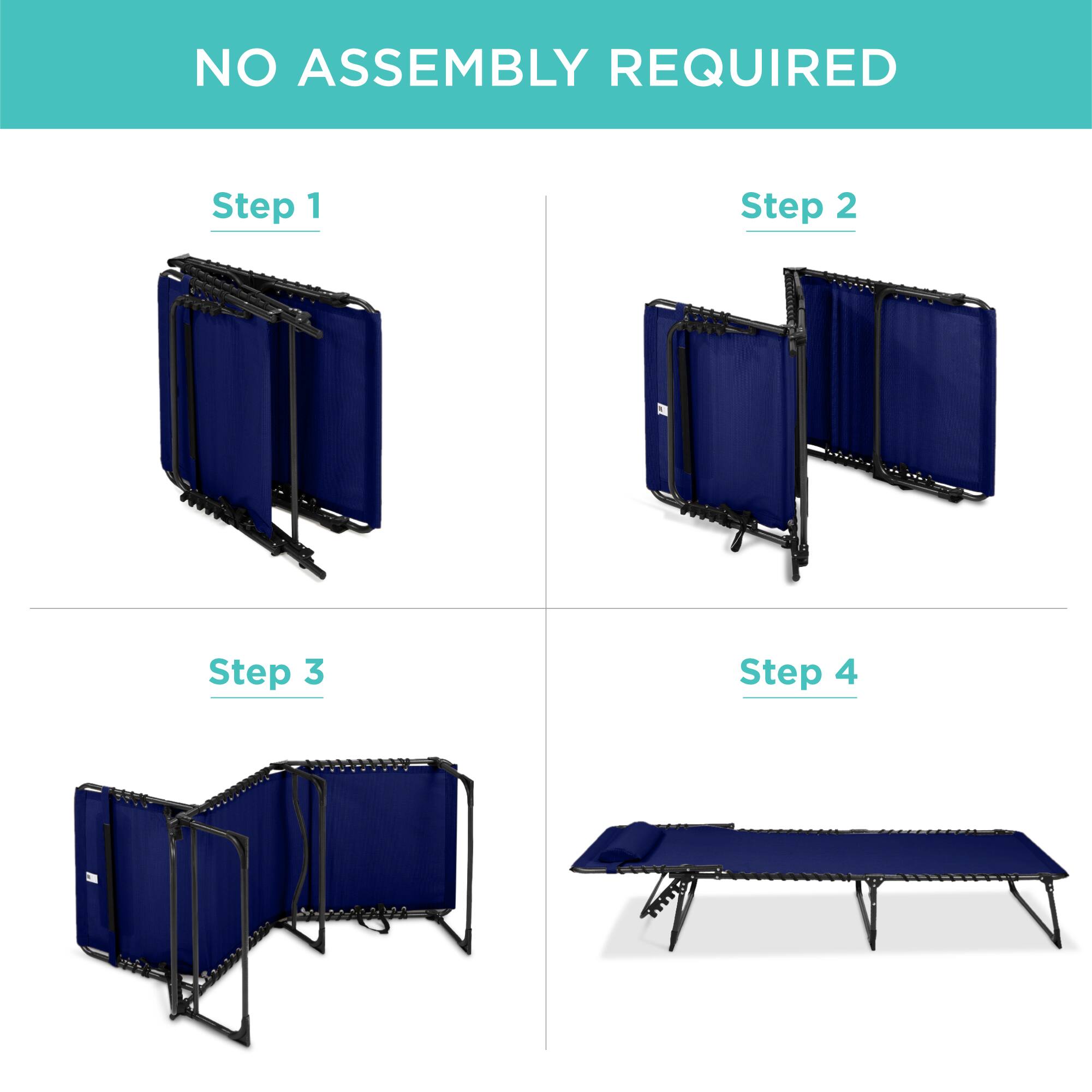 NO ASSEMBLY REQUIRED

Step 1

Step 2

Step 3

Step 4