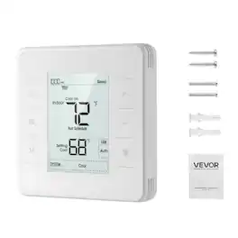 VEVOR - 7-Day Programmable Thermostat, Home Thermostats for Heat Pump,Air Conditioner,LED Screen with Backlight & 1Cool+1Heat - White
