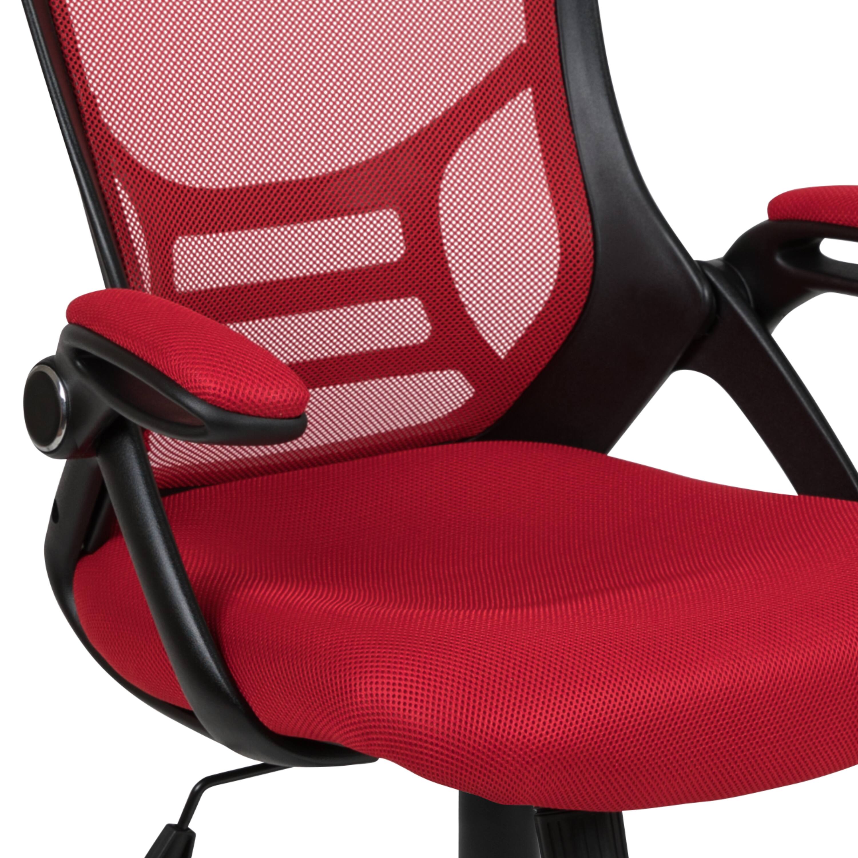 Alt View 10. Emma + Oliver - High Back Mesh Ergonomic Office Chair with Flip-up Arms - Red.