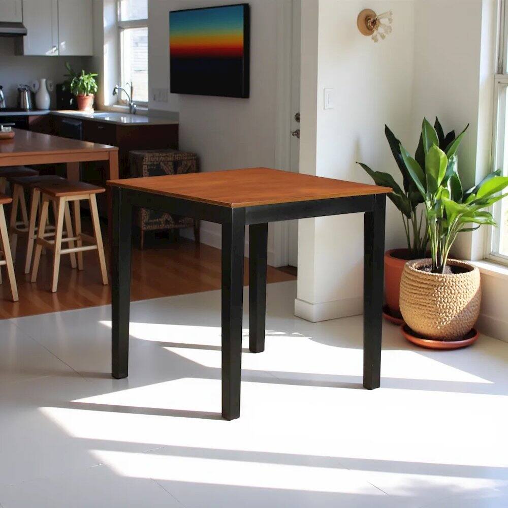 Angle. FurniFact - Elegant Counter-Height Square Table – Small Dining Table for 4 - Black & Cherry.
