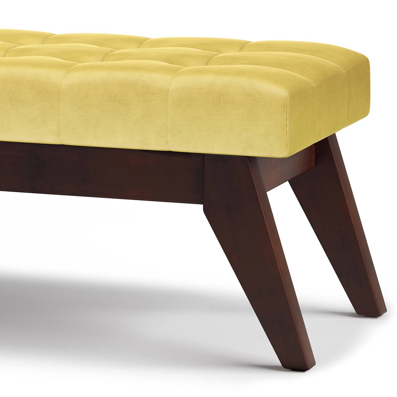 Alt View 14. Simpli Home - Draper Mid Century Tufted Ottoman Bench - Dijon Yellow.