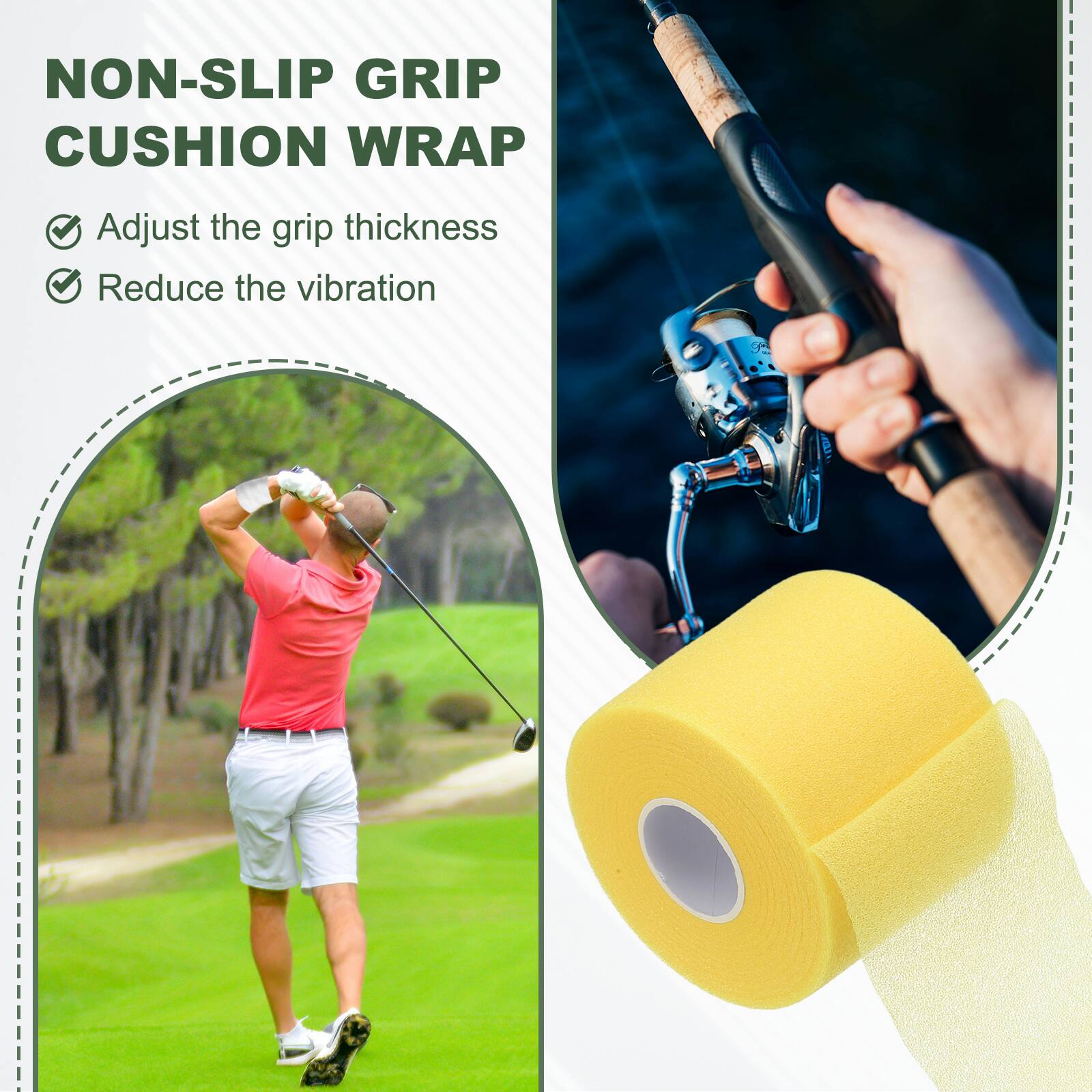 NON-SLIP GRIP CUSHION WRAP

- Adjust the grip thickness
- Reduce the vibration