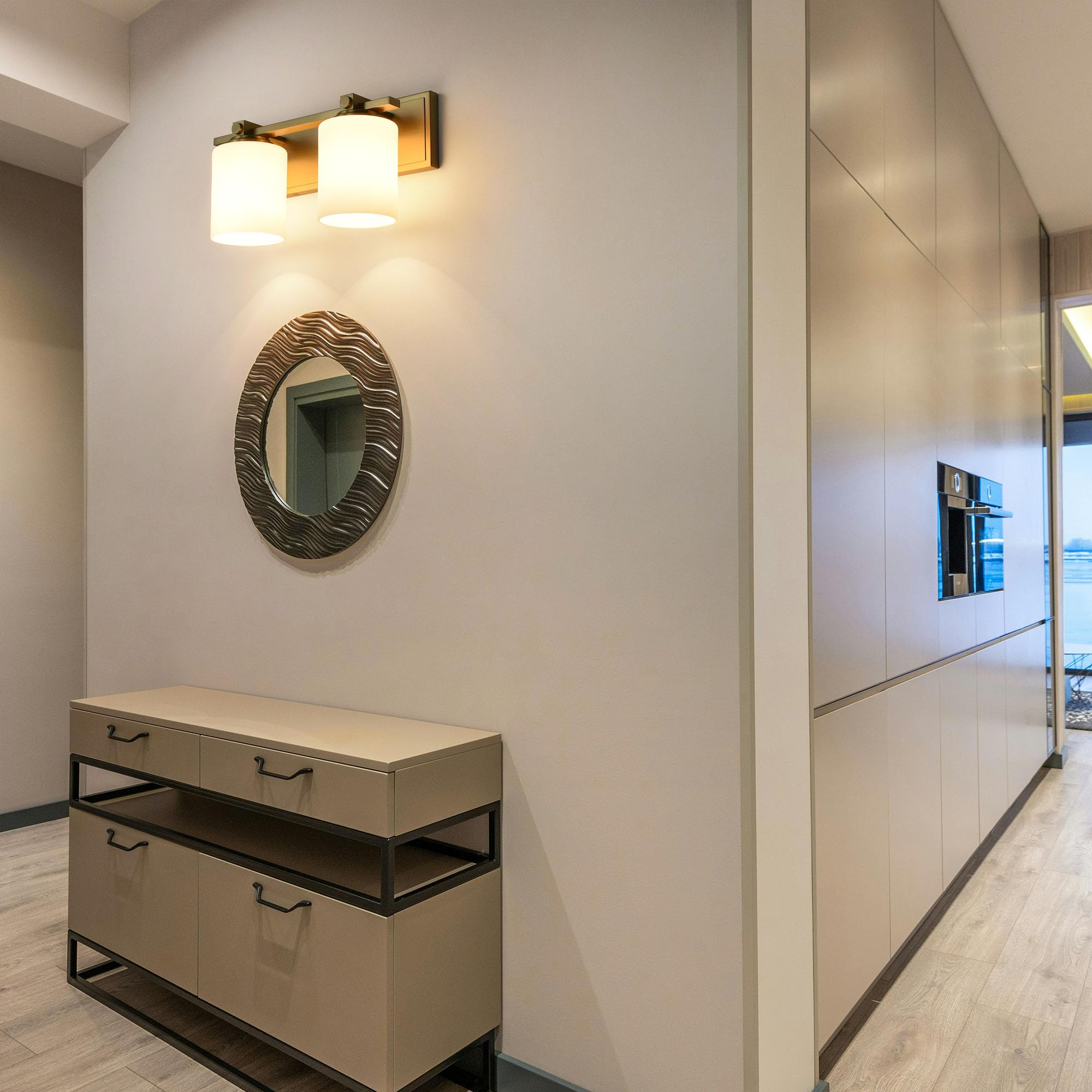 Alt View 2. TECH SAFARI - Bathroom Vanity Light Fixtures Aged Brass Lights Transitional Lighting Fixture With Opal Glass Shade Porch - Aged Brass 2-Light.