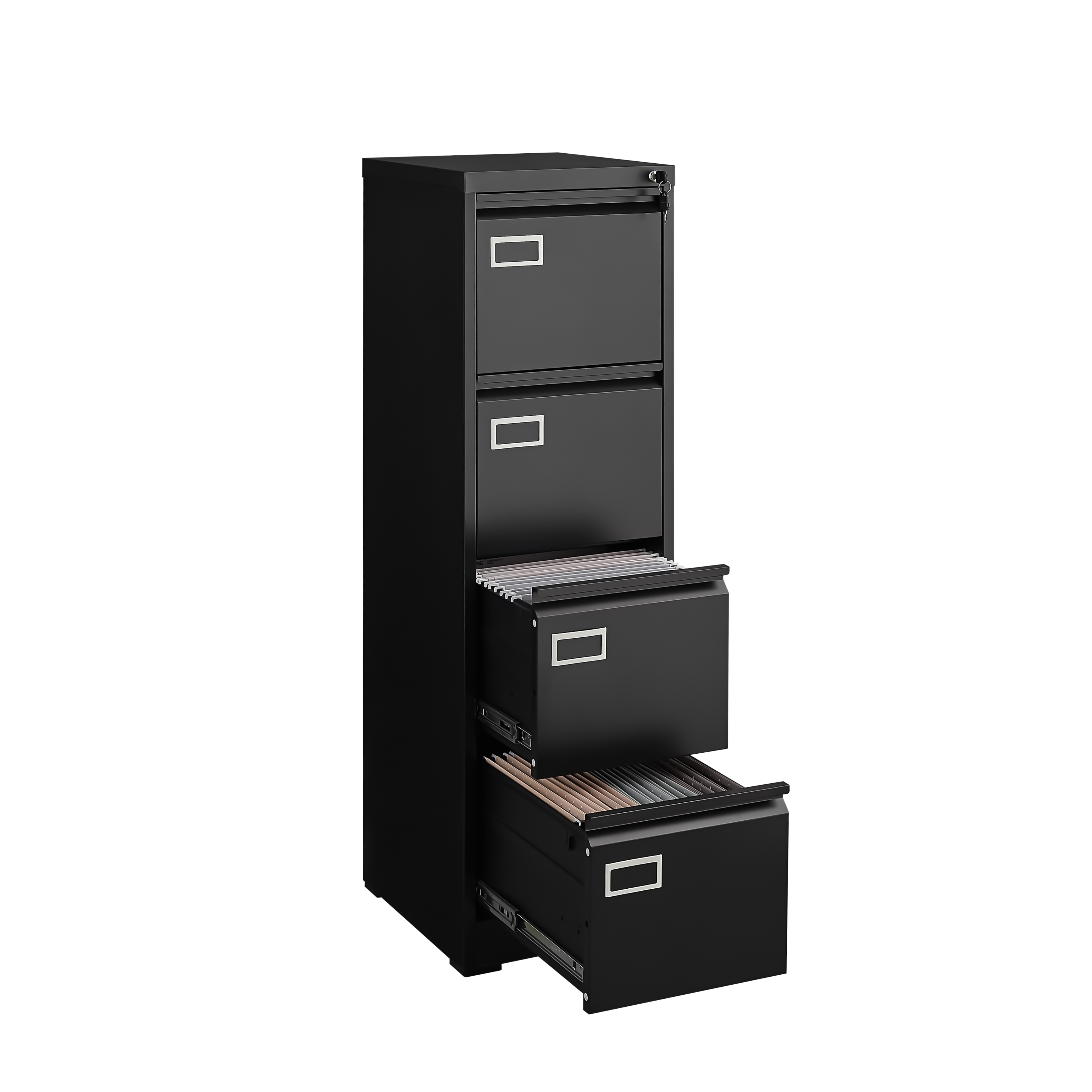 Left. Dexmalle - Dexmalle-4 Drawer Vertical File Cabinet with Lock-Black.