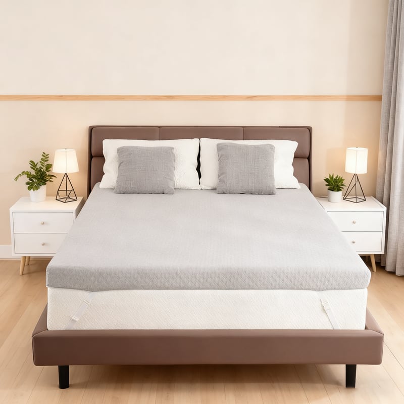 Vipbear - 4" King Size Firm Reversible Mattress,High-Density Memory Foam Bed Topper with Removable Cover,80" x 75" - Gray