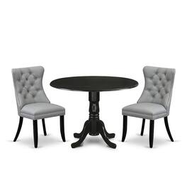 East West Furniture - 3 Piece Kitchen Table & Chairs Set - Black