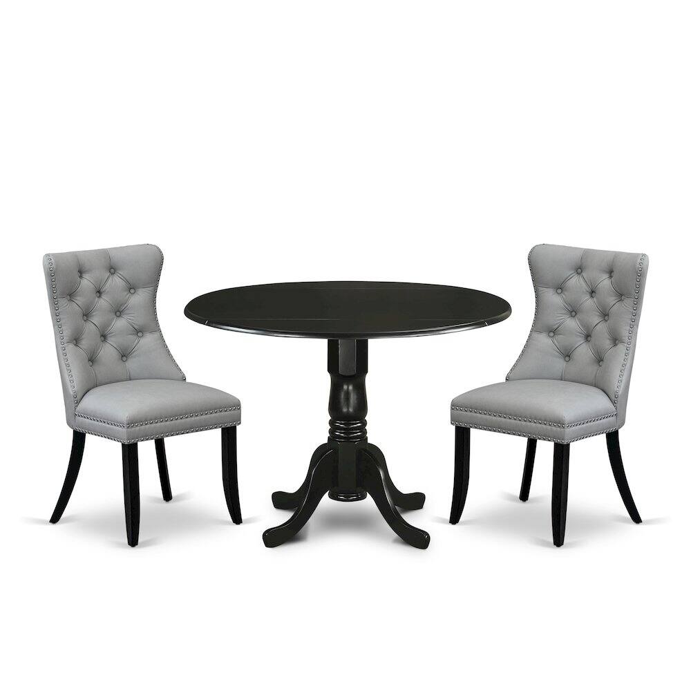 East West Furniture 3 Piece Kitchen Table & Chairs Set Black - Best Buy