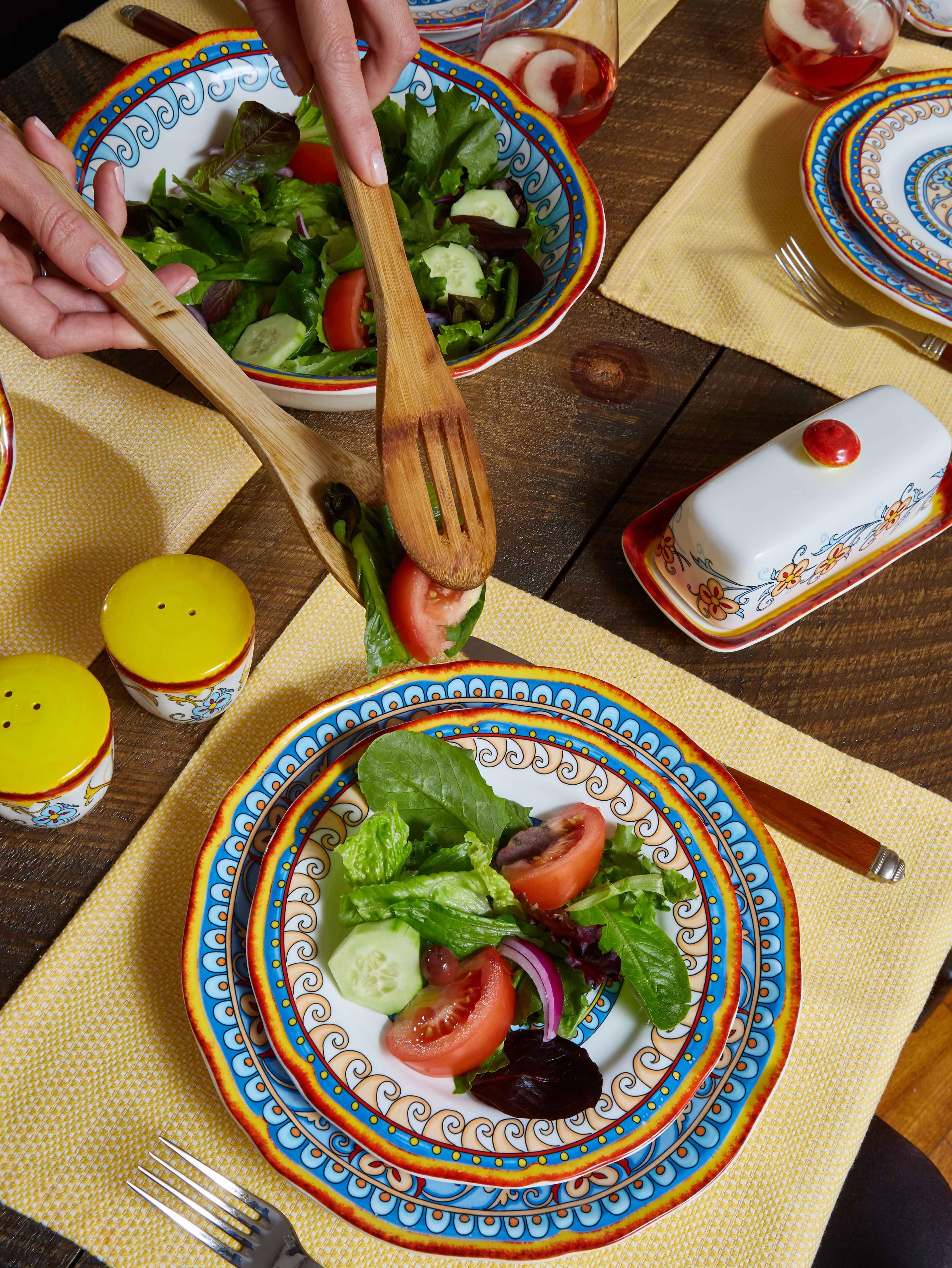 Left. Euro Ceramica Home - Duomo 10" Serving Bowl - gold.