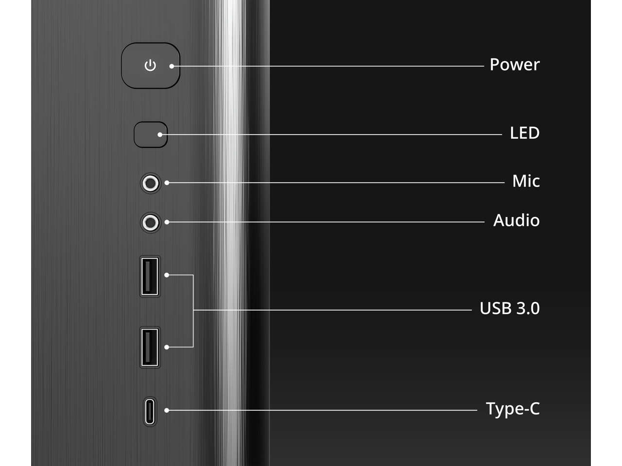 Power LED Mic Audio USB 3.0 Type-C