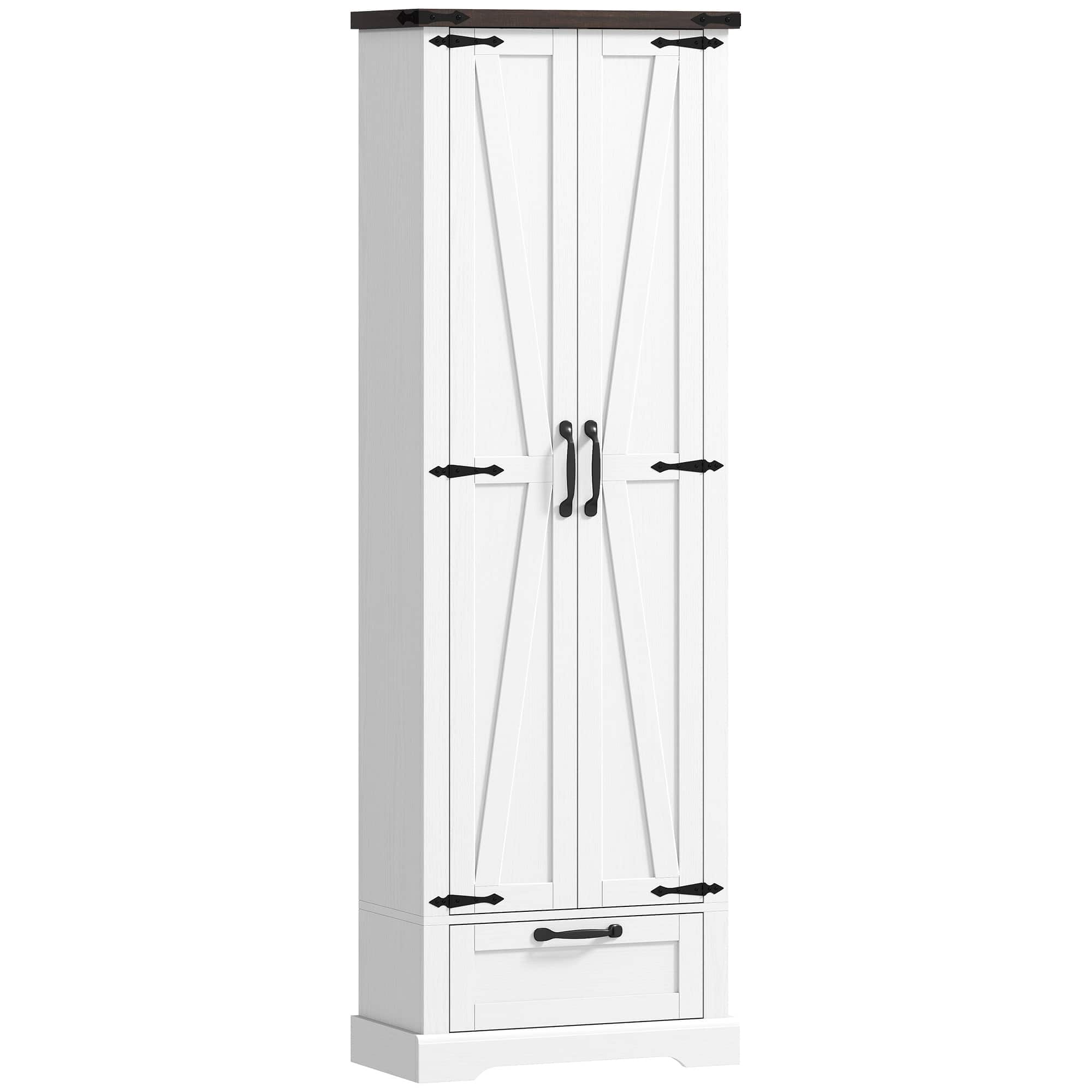 Homcom - Pantry Cabinet, Kitchen Storage Cabinet with Adjustable Shelves - White
