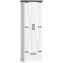 Homcom - Pantry Cabinet, Kitchen Storage Cabinet with Adjustable Shelves - White