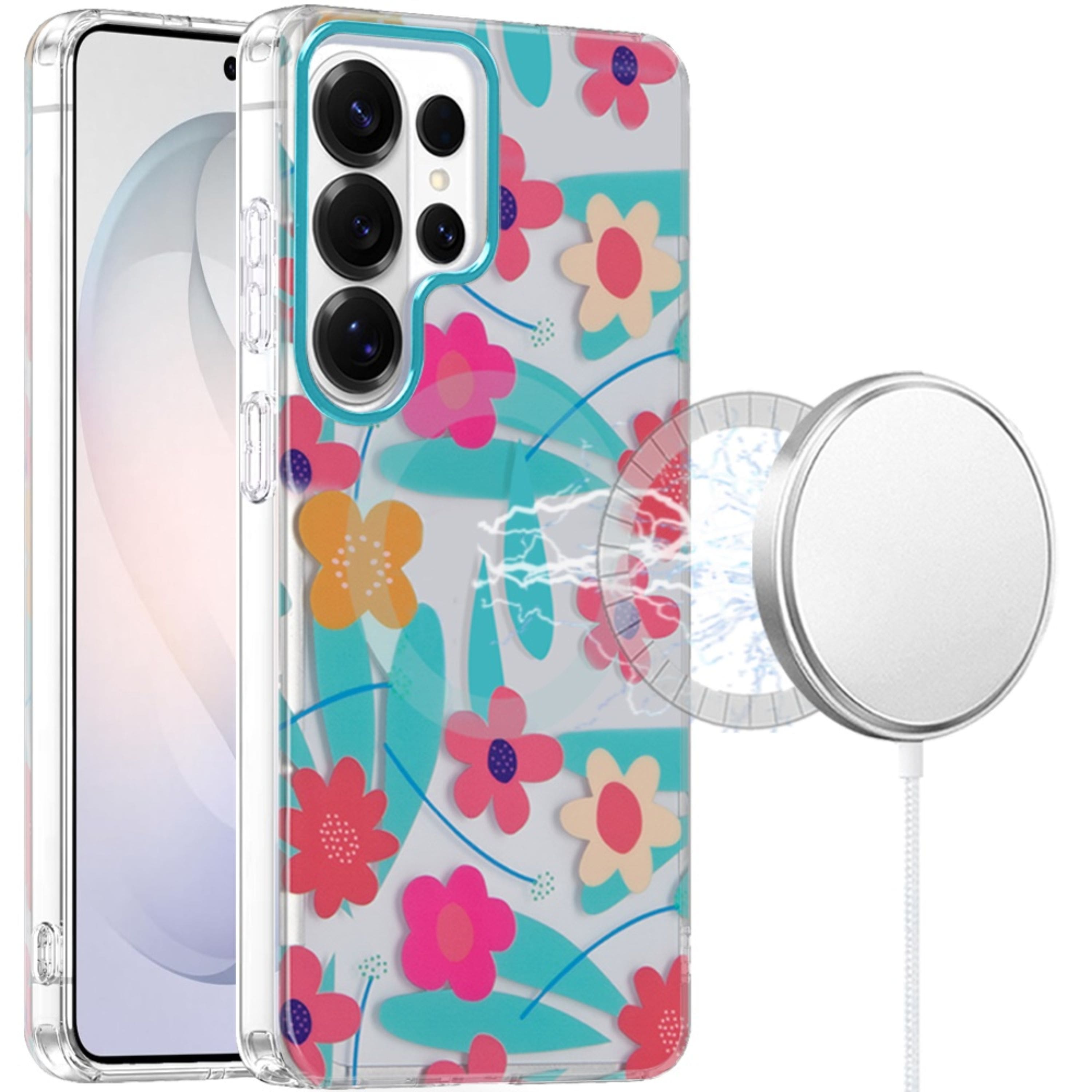 Kitcheniva - Dual Layer Magnetic Circle Case With Tempered Glass For Samsung Galaxy S26 Ultra Pastel Floral Blue - Multicolor price history on PriceWatchPro