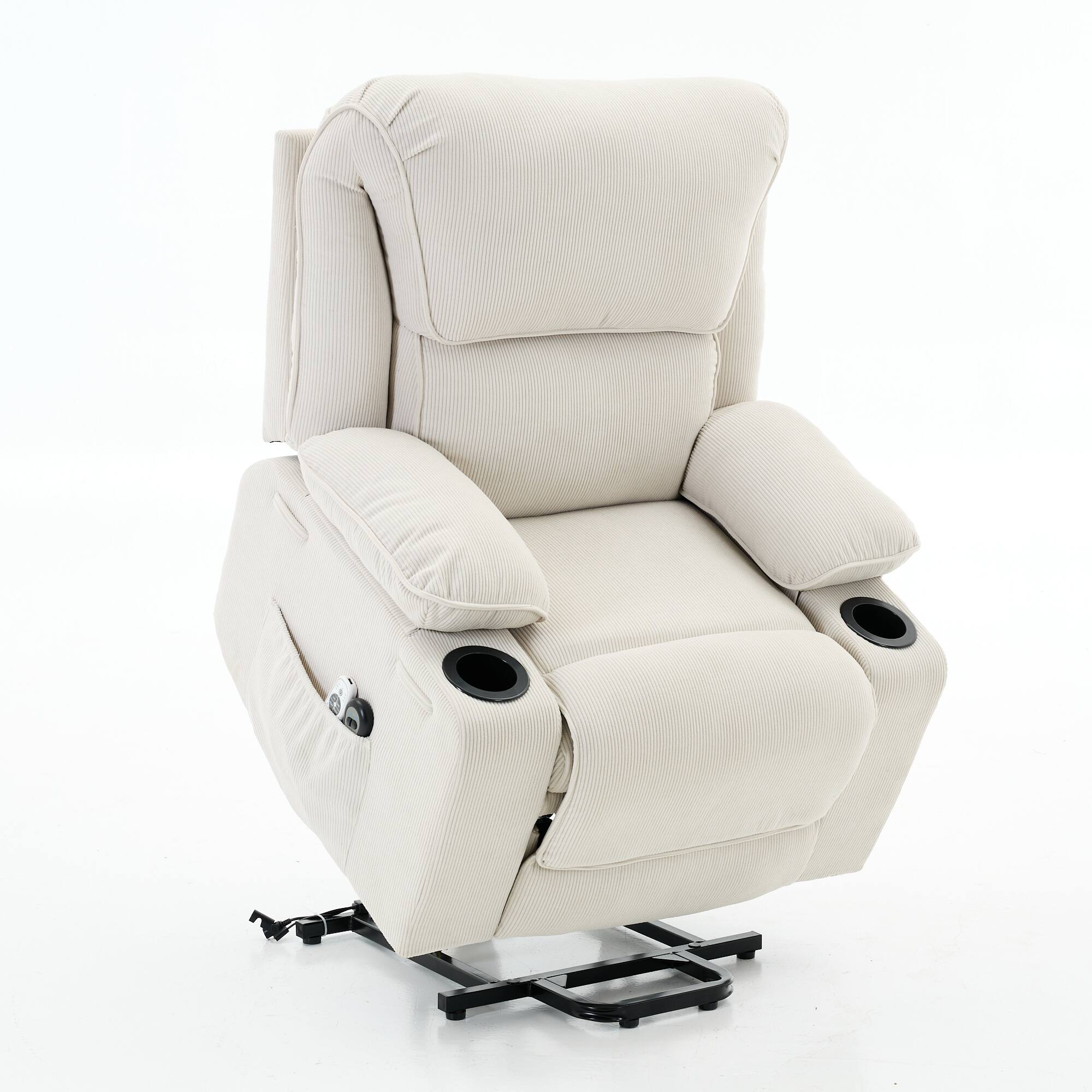 Alt View 2. GOODSILO - Remote-Controlled Power Lift Recliner Chair with Heating and Massage for Elderly and Seniors - Ivory.