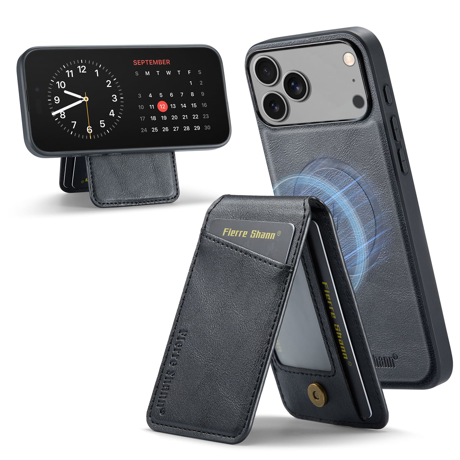 Dteck - Detachable Magnetic Wallet Case For Apple iPhone 17 Pro Max Shockproof Leather RFID Blocking Flip Kickstand Cover - Black