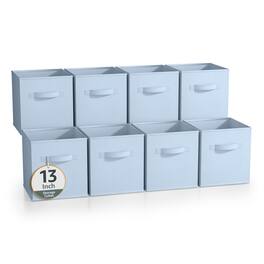 Sorbus - Fabric Storage Cubes, 8 Foldable Storage Bins for Organizing Pantry, Cubbies, Toy Box, Clothes Storage - Pastel Blue
