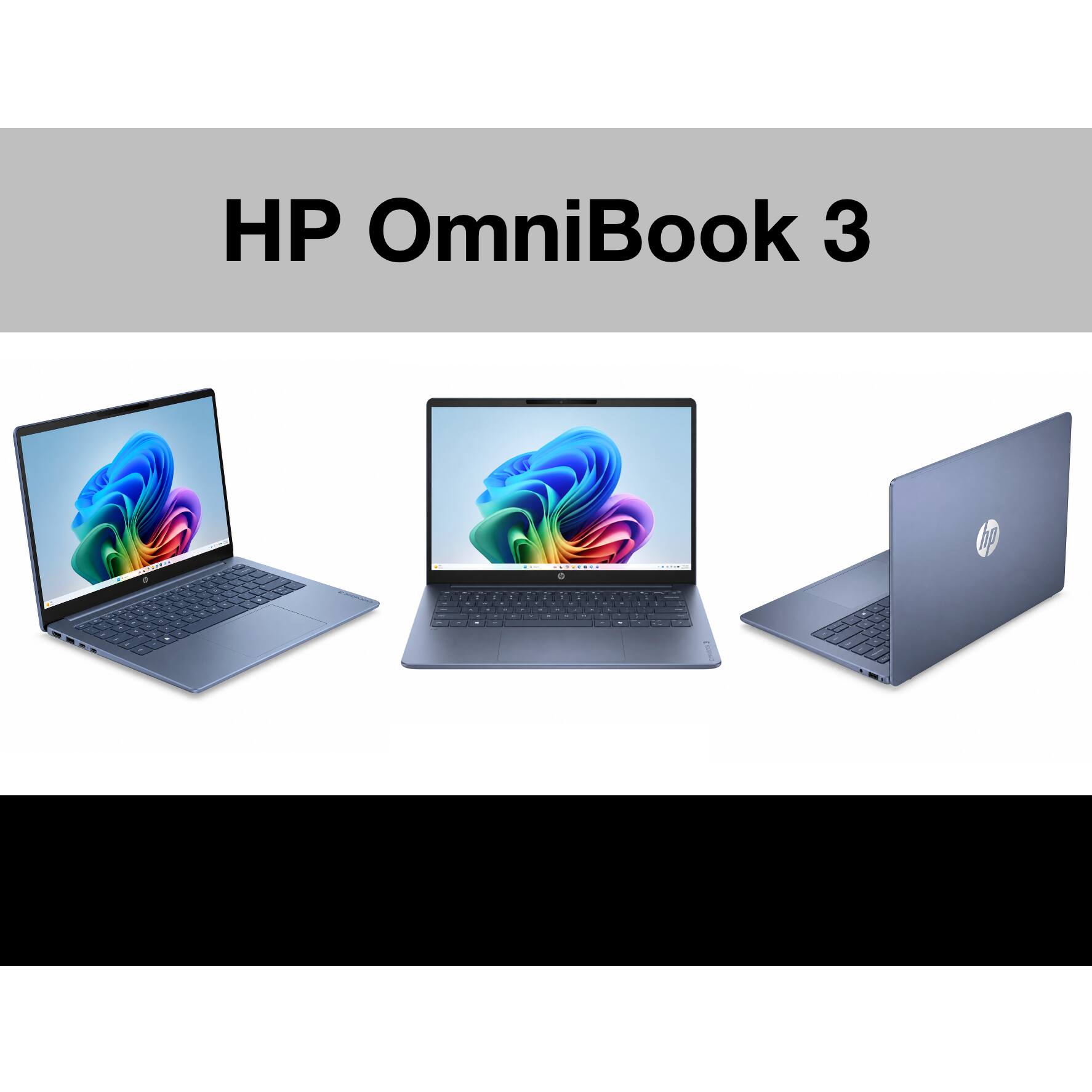 Alt View 1. HP - OmniBook 3 Copilot+ PC 14" 2K Touchscreen (Snapdragon X X1-26-100, 16GB, 512GB SSD, Win11 H) w/Dockztorm Wireless Mouse - Starlit Blue.