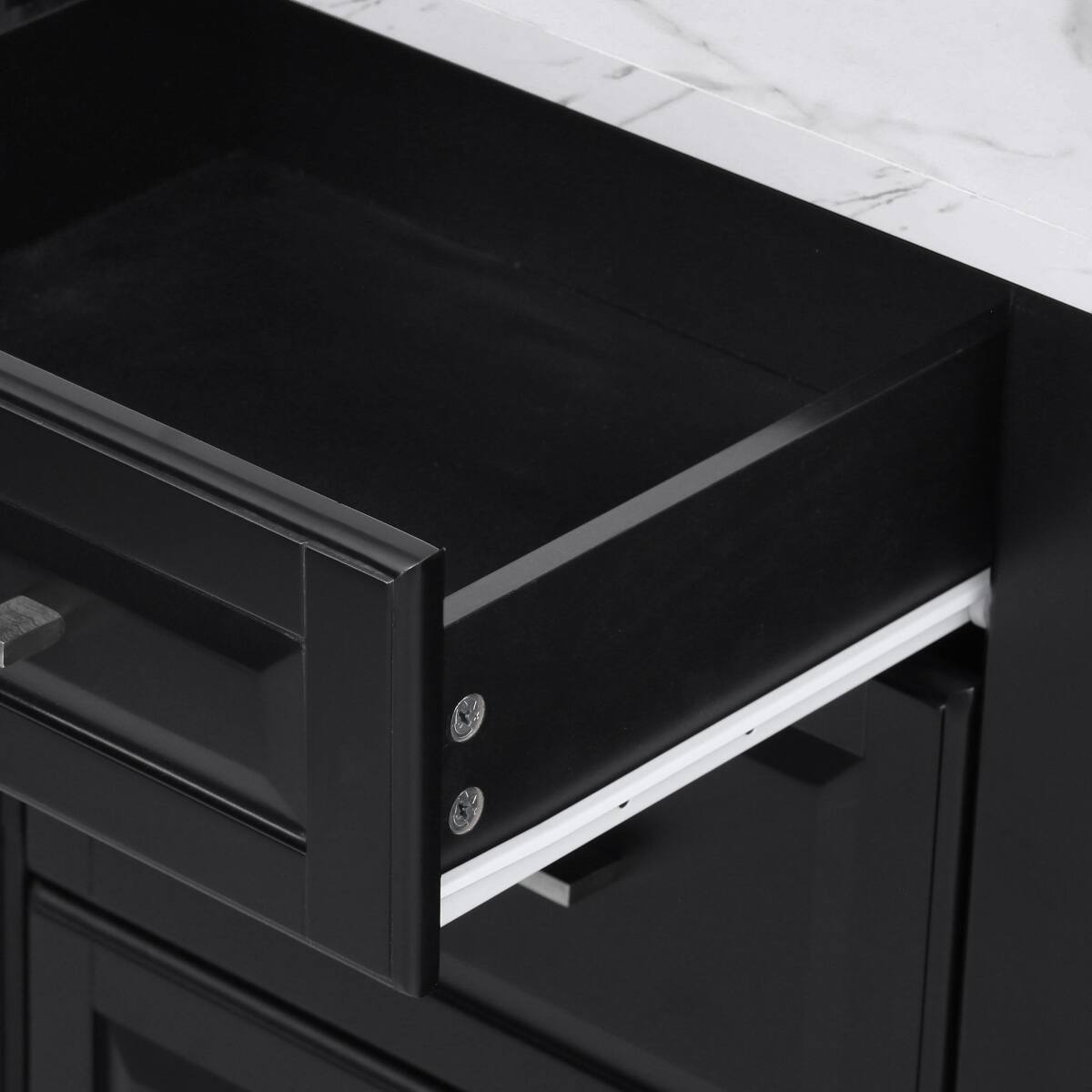 Back. Loheer - Loheer Kitchen Island with Tilt Trash Can Cabinet Drop Leaf Black - Black.