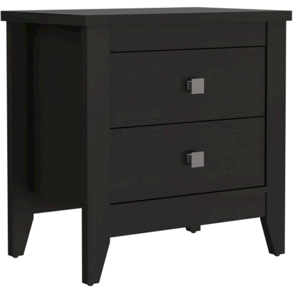 Front. TuHome - Amara 24" Tall Nightstand Black Black MDF - Black.