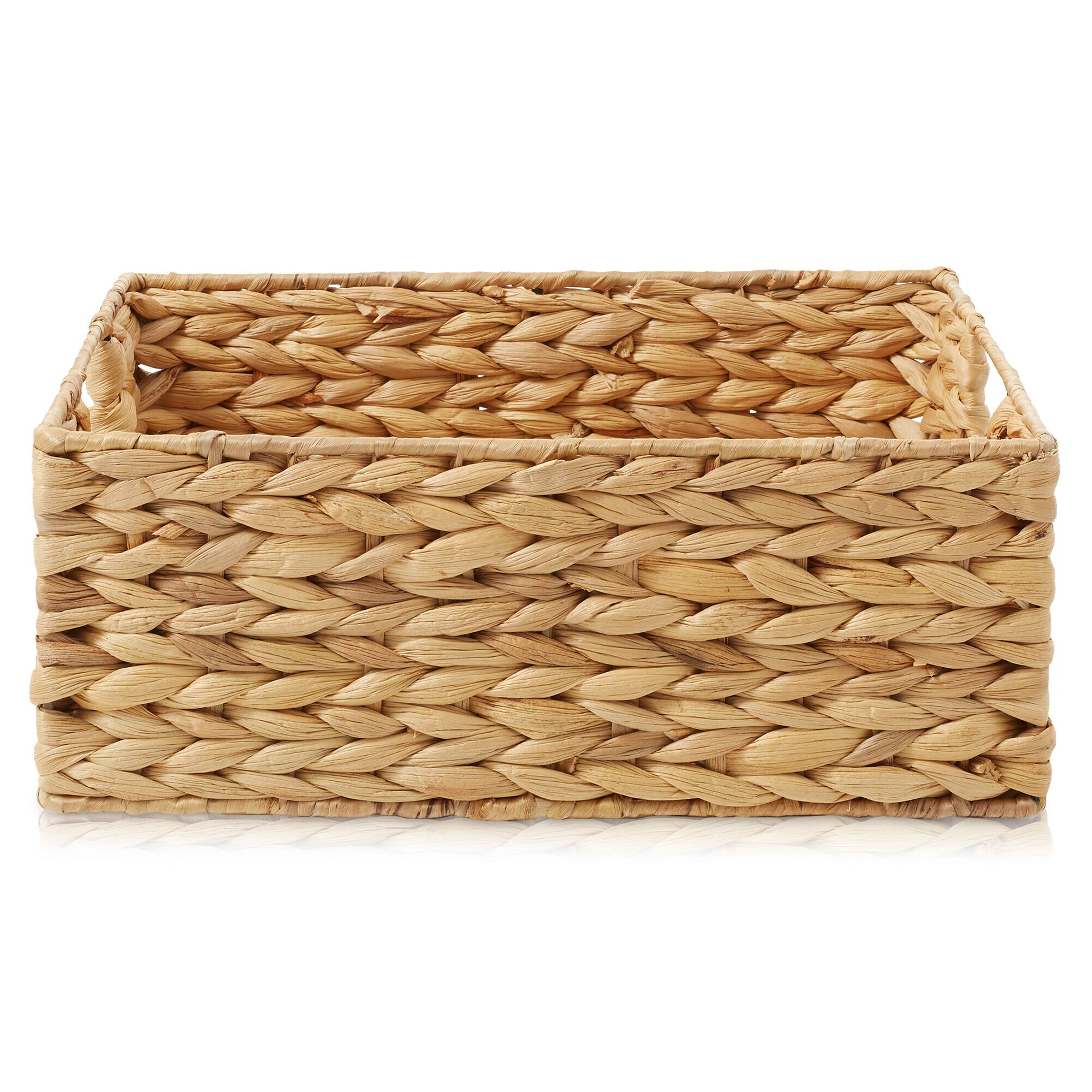 Casafield Water Hyacinth Pantry Storage Basket Organizer Bins Natural ...