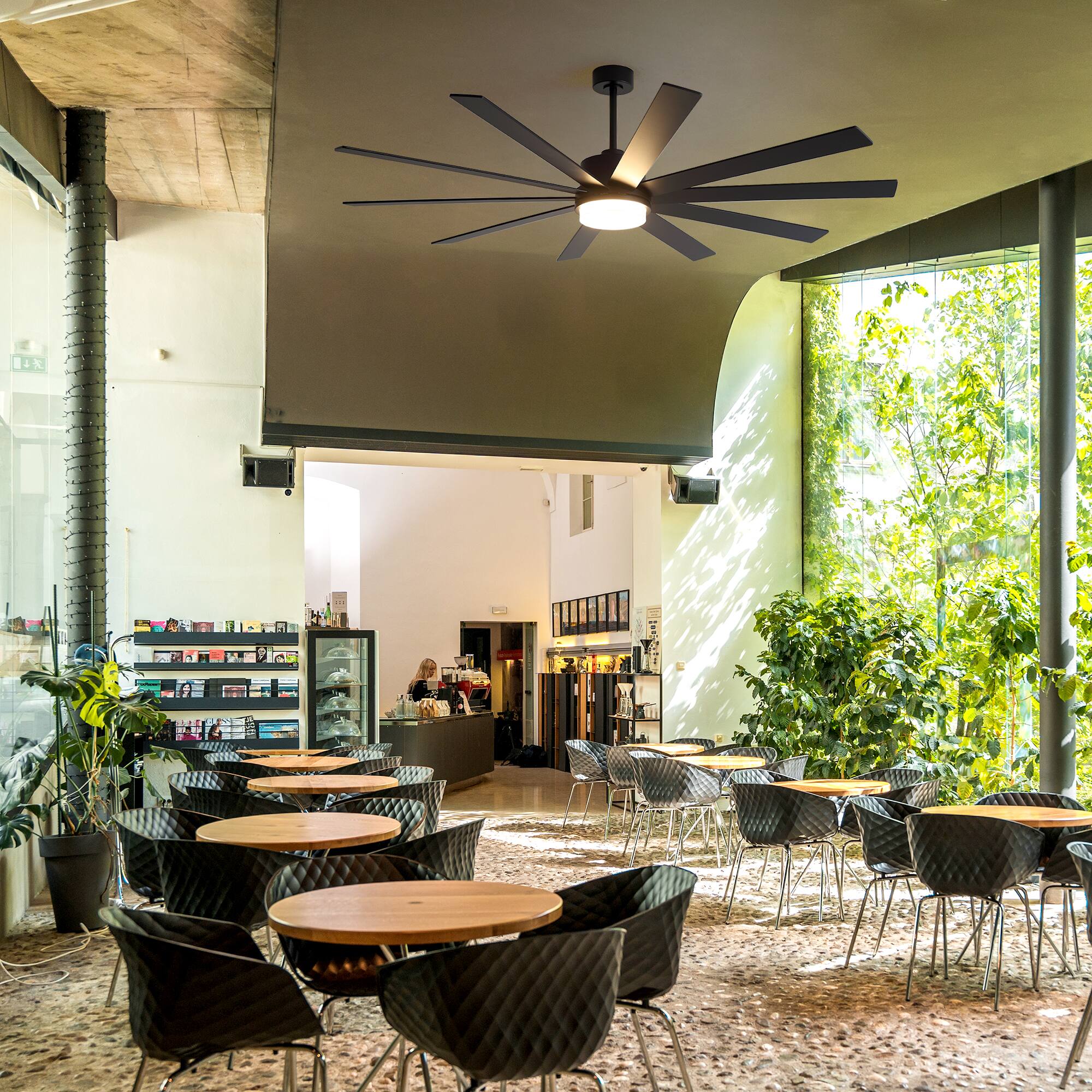 Alt View 1. Breezary - 75-Inch LED Ceiling Fan with Light, 10 Plywood Blades, DC Motor, Remote, Includes 6, 12 & 23.4 Inch Downrods - black.