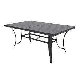 Four Seasons Courtyard - Palermo Slat Top Table with Frame and Umbrella Hole - Gray