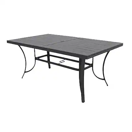 Front. Four Seasons Courtyard - Four Seasons Courtyard Palermo Slat Top Table with Frame and Umbrella Hole, Gray - Gray.