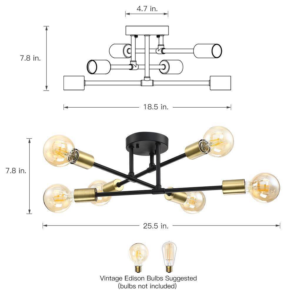 4.7 in.  
7.8 in.  
18.5 in.  
7.8 in.  
25.5 in.  

Vintage Edison Bulbs Suggested (bulbs not included)