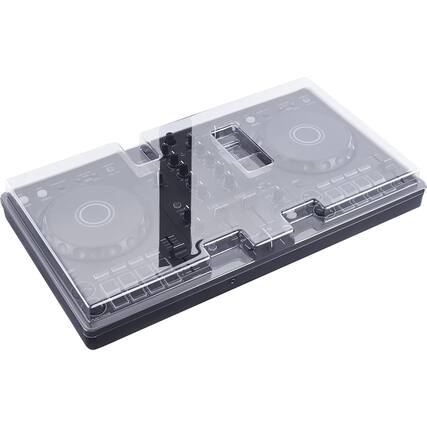 Front. Decksaver - Pioneer DJ DDJ-FLX4 Cover DSLE-PC-DDJFLX4 - Smoked|Clear transparency.