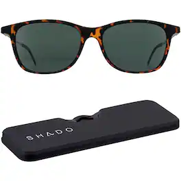 ThinOptics - Menlo Park Polarized Sunglasses with Case - Mate Tortoise/Smokey Green