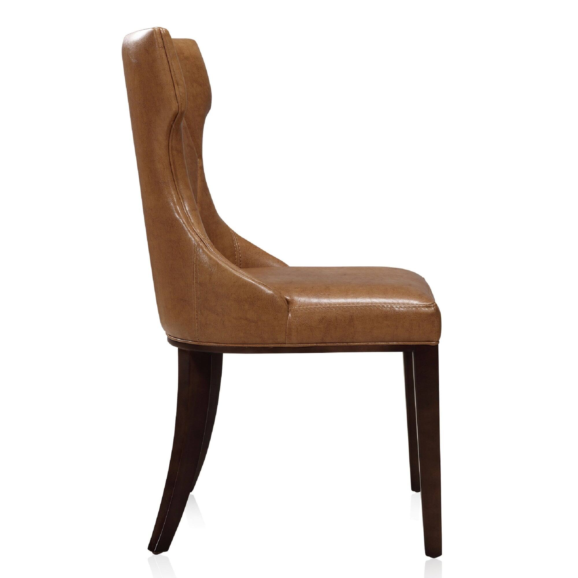Alt View 2. Manhattan Comfort - Reine Traditional Wood Upholstered Dining Chair - Set of 2 - Saddle Brown.