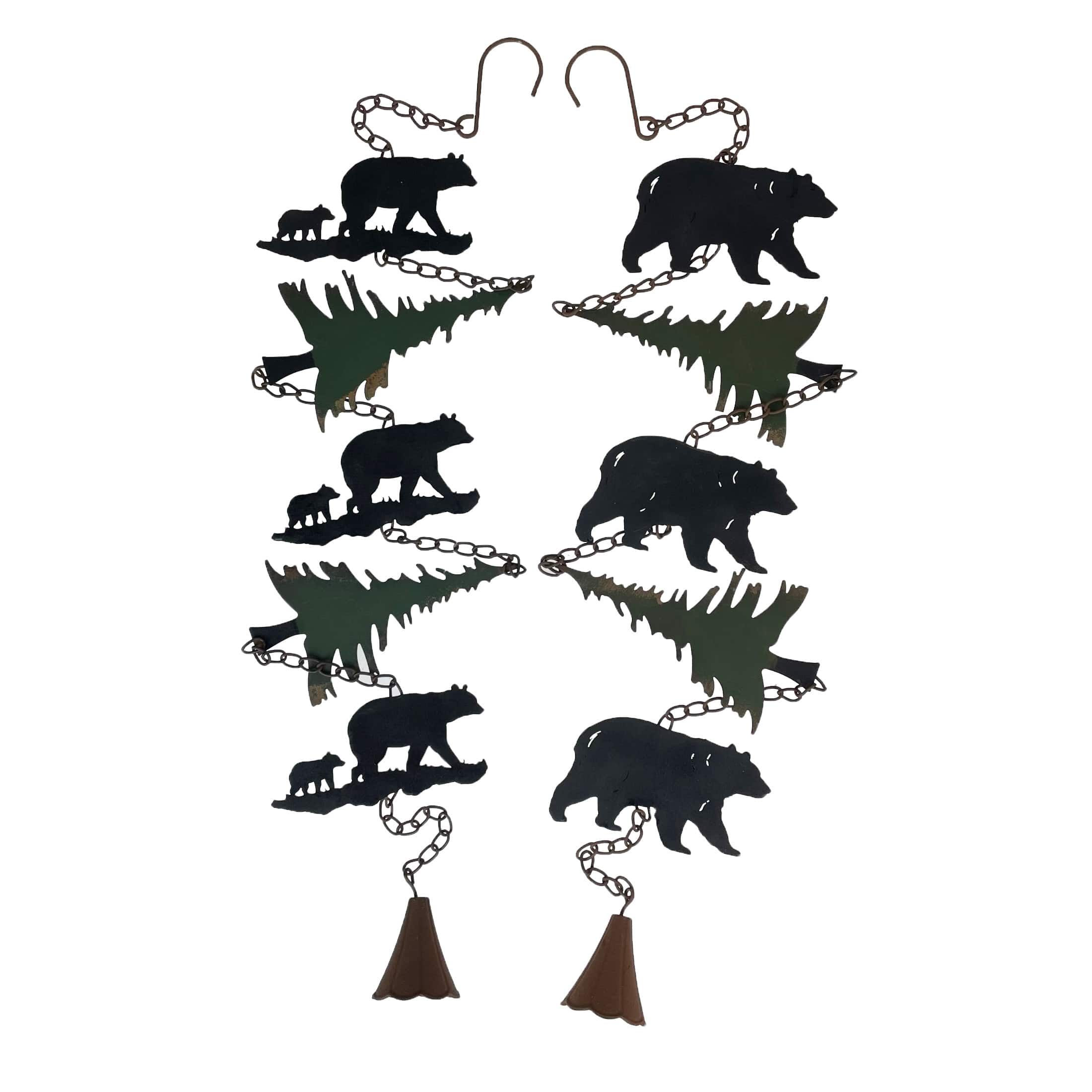Things2Die4 - Set of 2 Rain Chains with Bears and Trees, 52-Inch, Decorative Downspout - Green