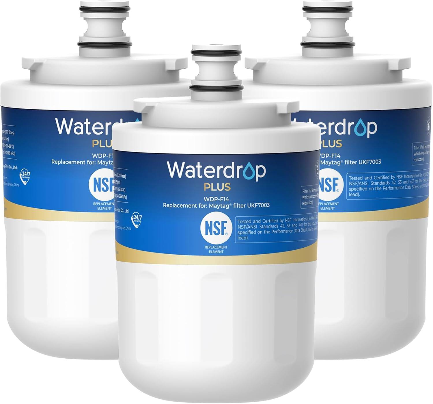 Waterdrop - Plus UKF7003 Refrigerator Water Filter (Package 3) - White