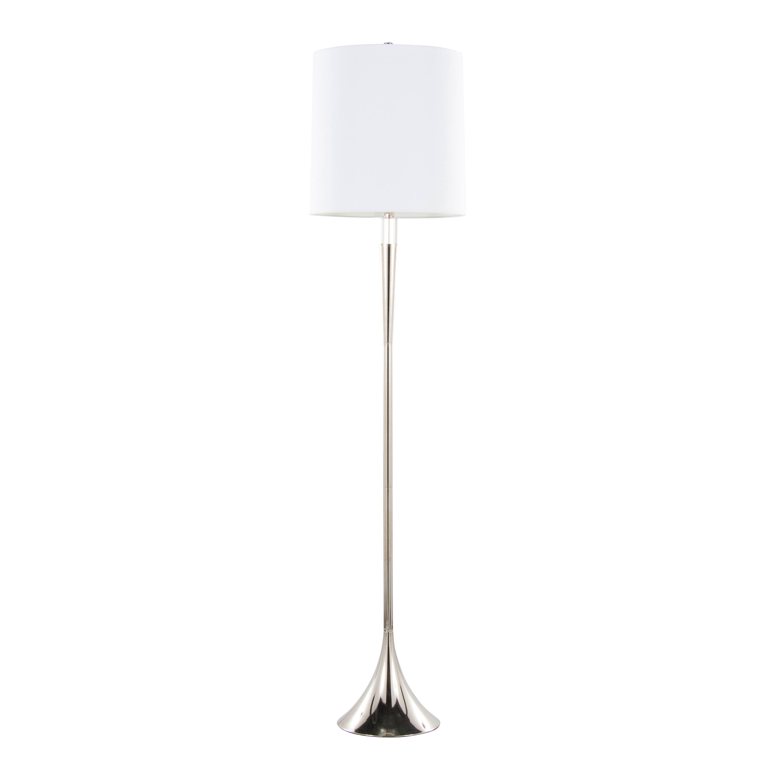 Alt View 6. Loheer - Loheer Polished Nickel Floor Lamp with K9 Crystal and White Linen Shade for Bedroom and Living Room Set of Two - Clear,Nickel,White.