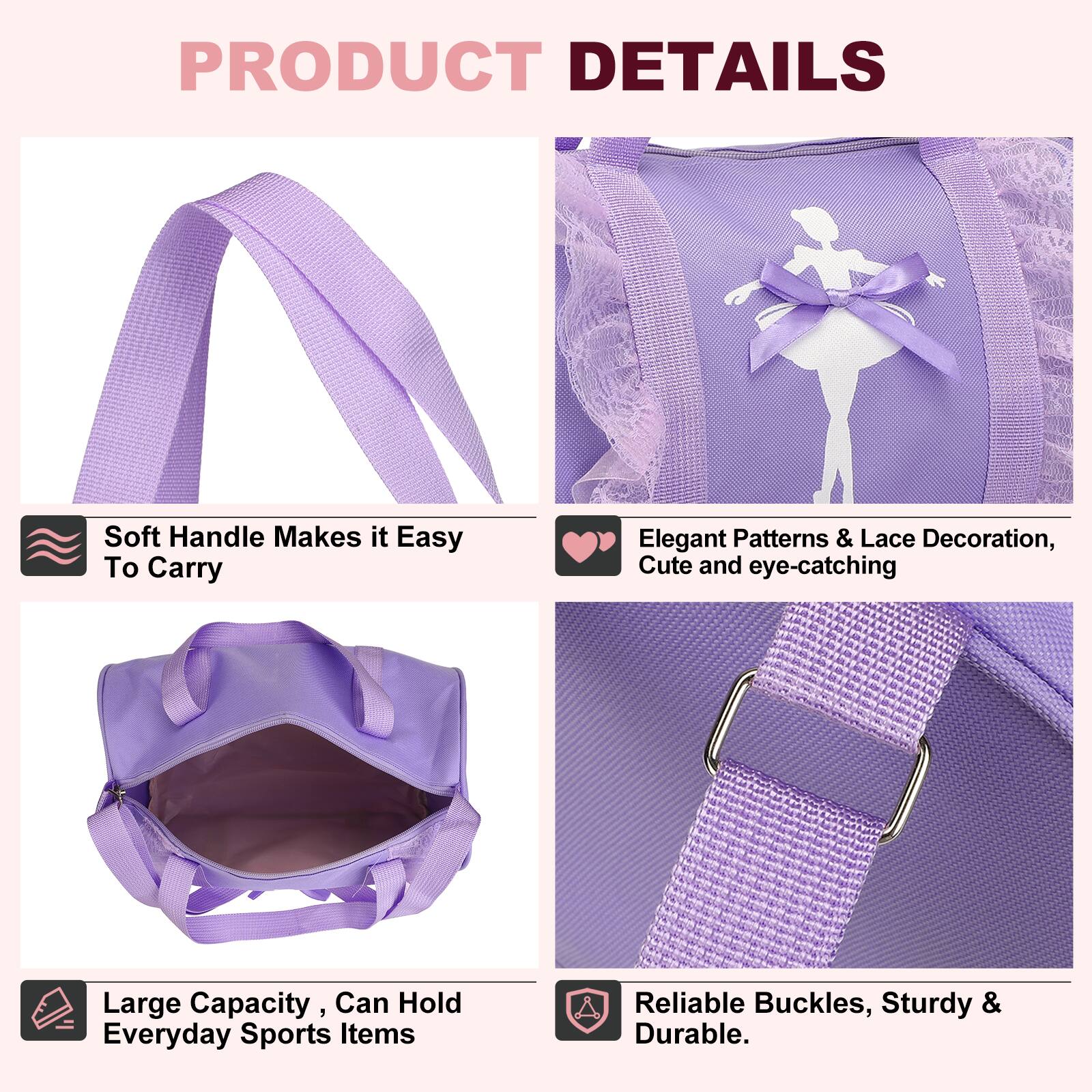 Unique Bargains Small Cute Personalized Lace Dance Bag with Adjustable ...