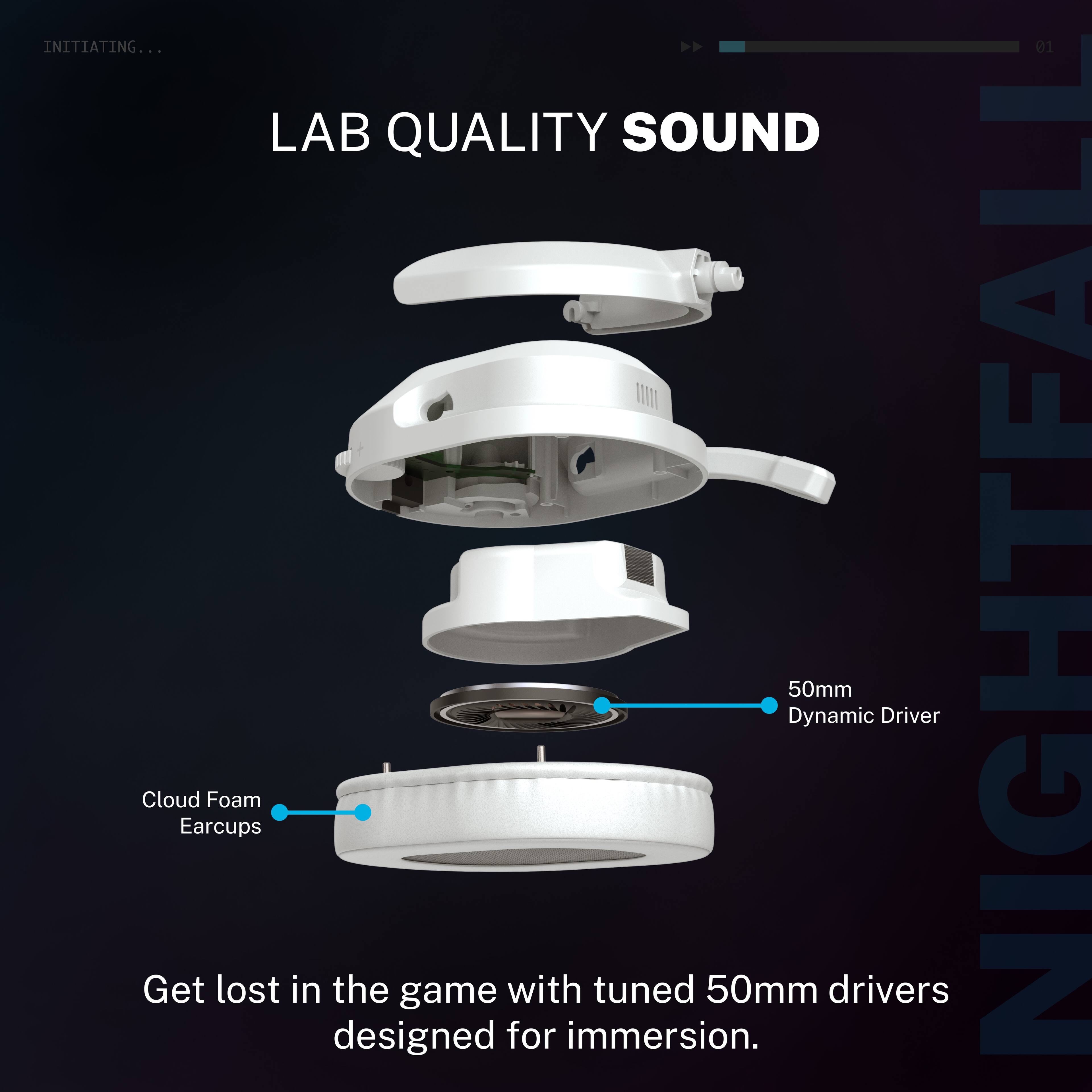 INITIATING...

LAB QUALITY SOUND

Cloud Foam Earcups

50mm Dynamic Driver

Get lost in the game with tuned 50mm drivers designed for immersion.