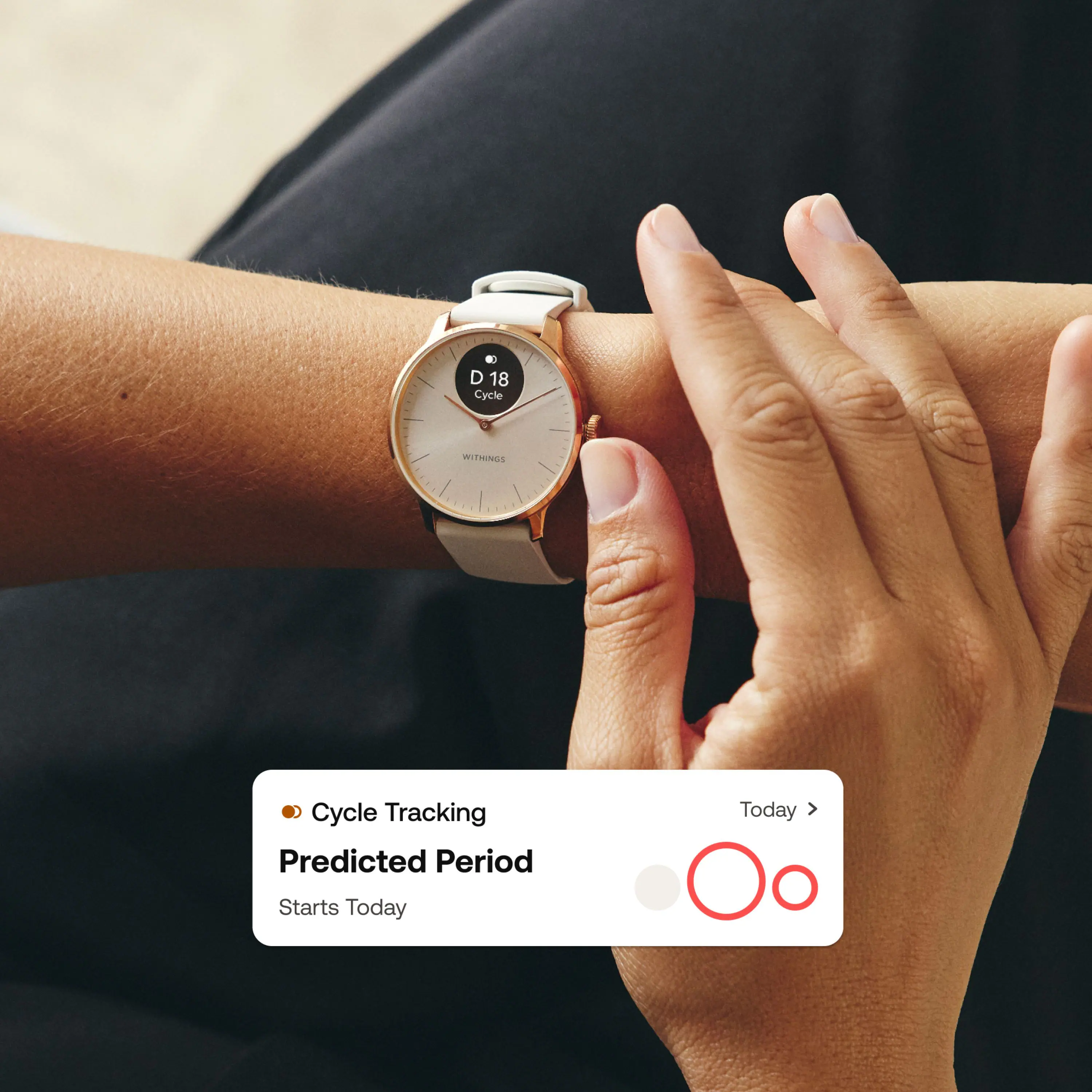 Alt View 5. Withings - ScanWatch Light -  Daily Health Hybrid Smartwatch - 37mm - Sand/Rose Gold.