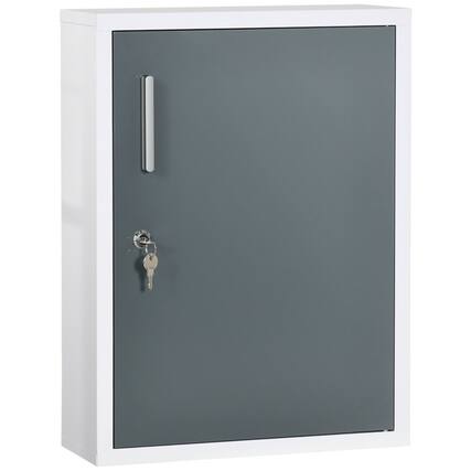 Front. SlickBlue - Wall Mounted Cabinet with Single/Double Doors for Bathroom or Kitchen - White, Grey.