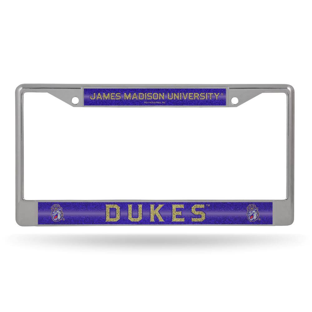 James Madison Dukes Sparkly Glitter Bling Look Chrome License Plate Frame
