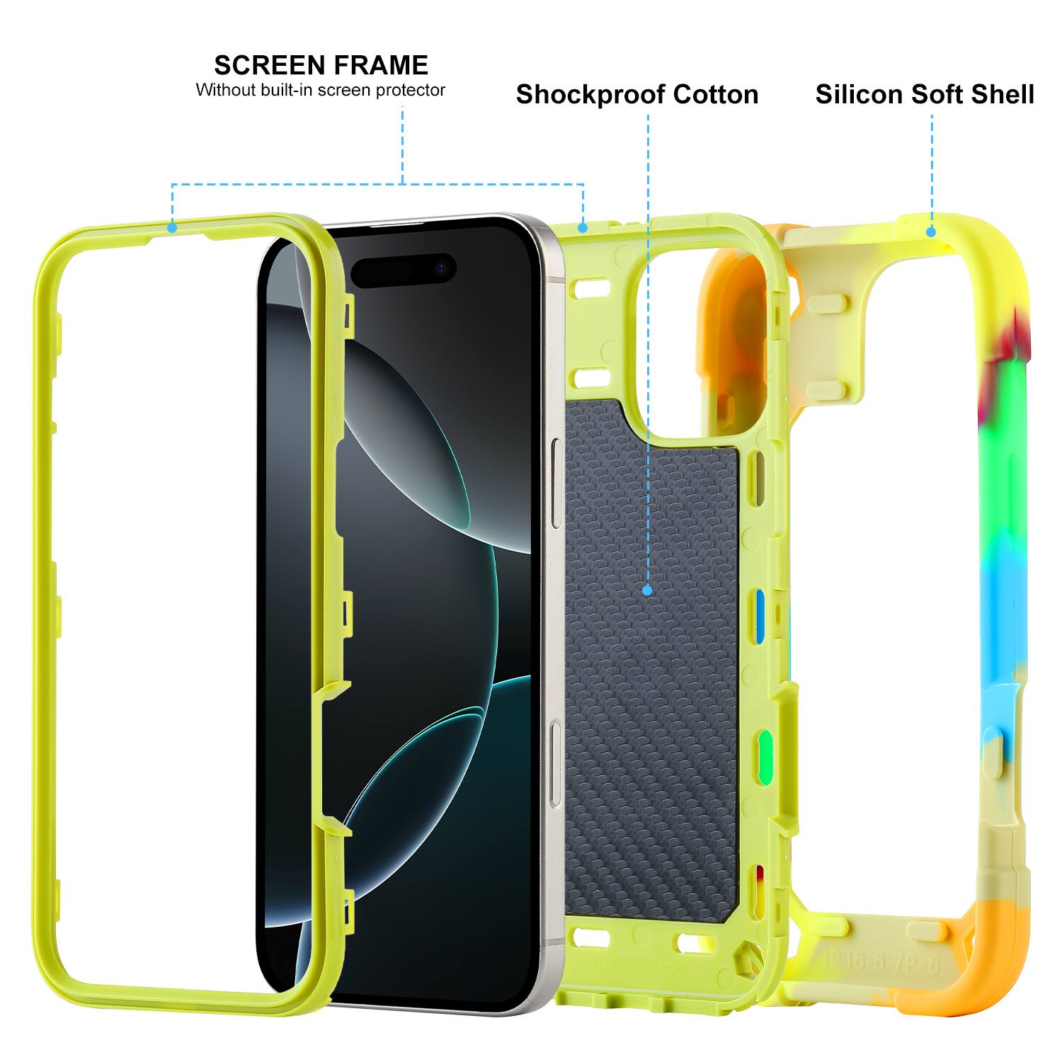 SCREEN FRAME  
Without built-in screen protector

Shockproof Cotton

Silicon Soft Shell

PID-STPRO

IP.16-6,7P-6