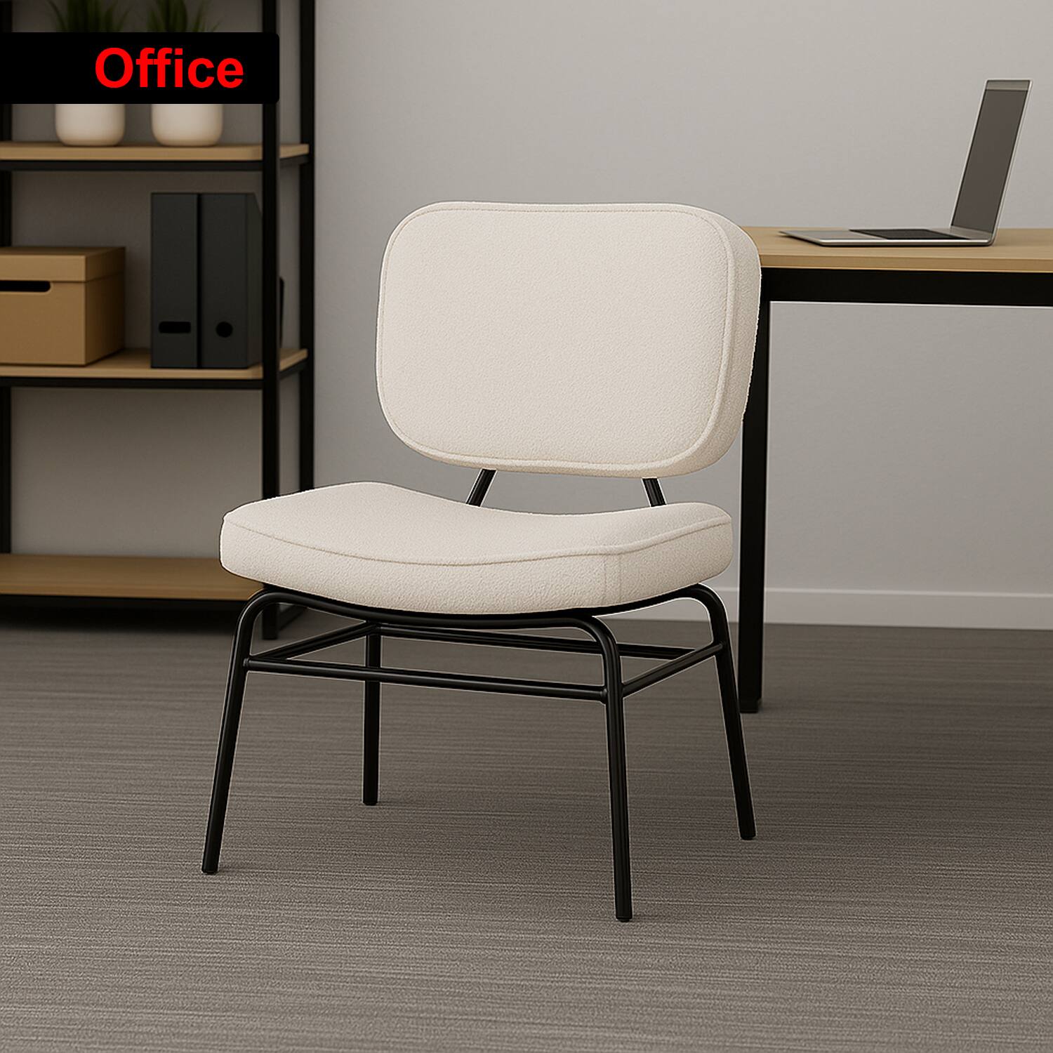 Front. Hivvago - Cozy Reading Chair with Upholstered Finish and Foam Padding - Beige.